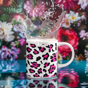 Mädchenhaft weiß schwarz und heiß rosa Leopard Kaffeetasse