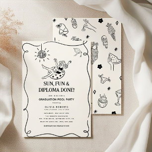 Mädchenhafte Abschluss-Poolparty Einladung