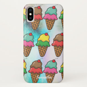 Mädchenhafte bunte Eistüten - Personalisiert Case-Mate iPhone Hülle