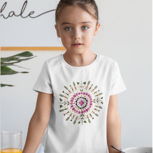 Mädchenhafte einzigartige Mandala-Pressed Flowers- T-Shirt