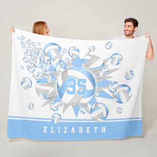 mädchenhafte, graue Volleyballs und Sterne Fleecedecke