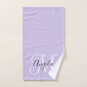 Mädchenhafte Kalligrafie-Monogramm Blasslila Handtuch
