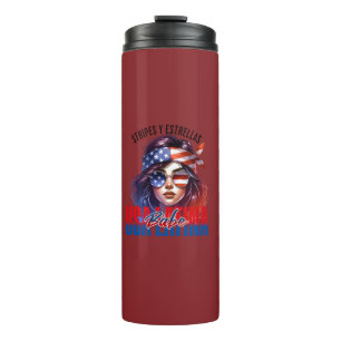 Mädchenhafte Latina  Fourth of July Unabhängigkeit Thermosbecher