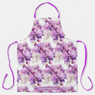 Mädchenhafte lila Orchideen-Blumen Schürze