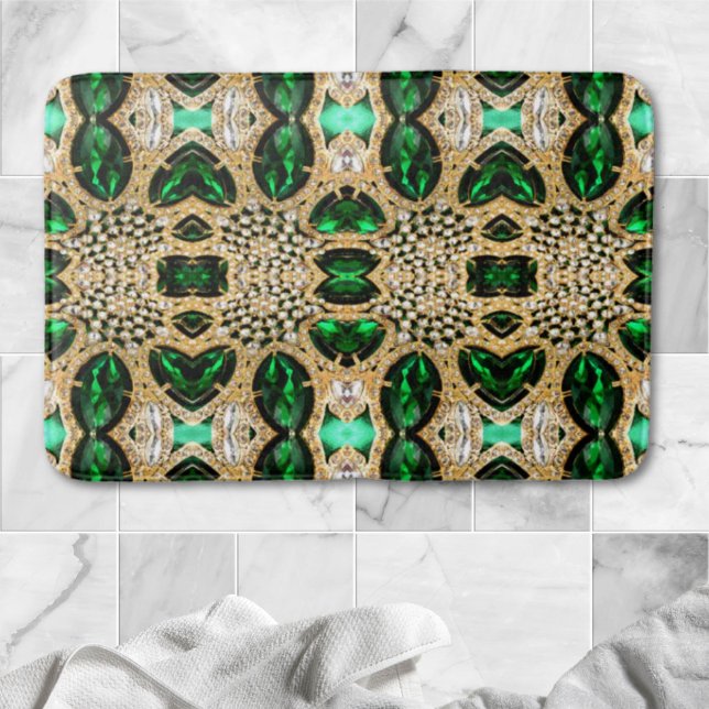 mädchenhafte Modekunst Deko Badematte (girly chic fashion art deco gold emerald green bath mat)