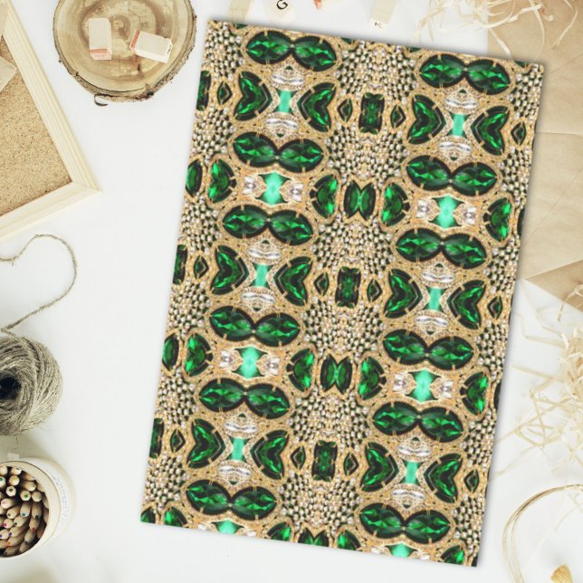 mädchenhafte Modekunst Deko Seidenpapier (girly chic fashion art deco gold emerald green tissue paper)