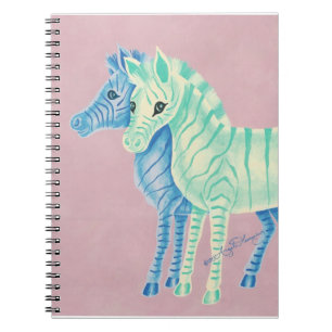 Mädchenhafte Pastellzebras mit blauen Streifen Notizblock