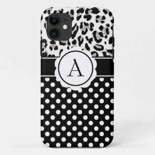 Mädchenhafte Punkte und Tierprint-Monogramm Case-M Case-Mate iPhone Hülle