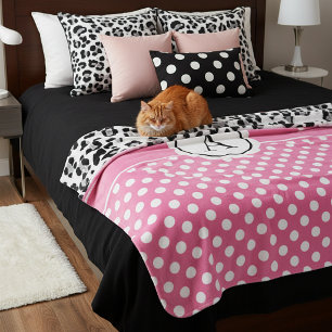 Mädchenhafte Punkte und Tierprint-Monogramm  Sherpadecke