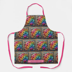 Mädchenhafte Regenbogen-Blumen und Glitter-Tropfen Schürze