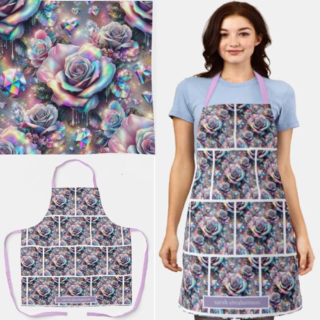 Mädchenhafte Schürze mit irisierenden Rosen und Gl (Von Creator hochgeladen)