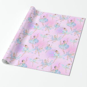 Mädchenhafte tanzende Ballerinas mit aqua-pinkem M Geschenkpapier