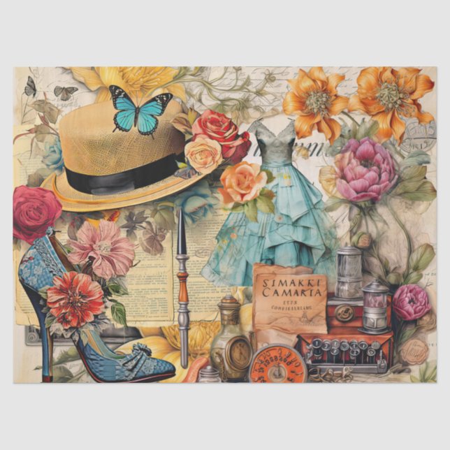 Mädchenhafte Träumereien Collage Tissue-Papier Seidenpapier (Vorderseite)