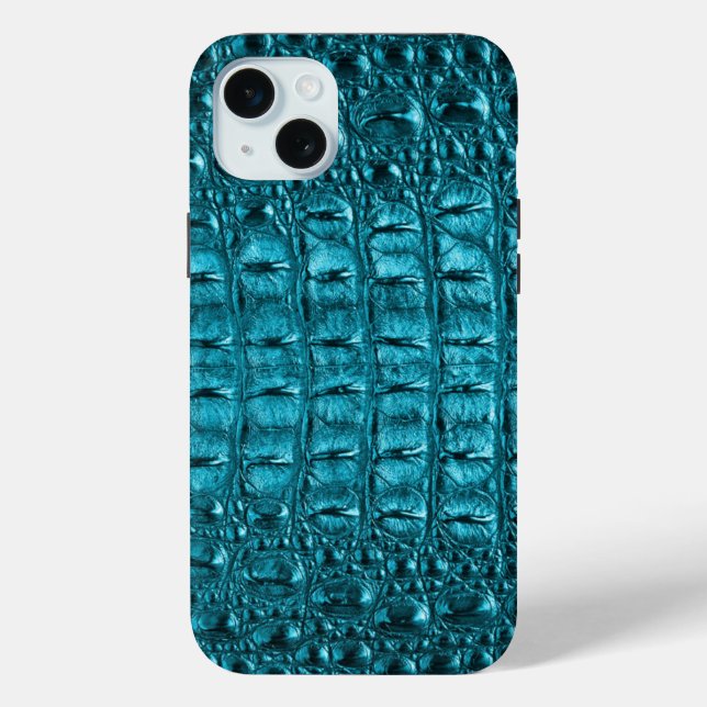 mädchenhafte türkisblaue Alligator Leather Case-Mate iPhone Hülle (Rückseite)