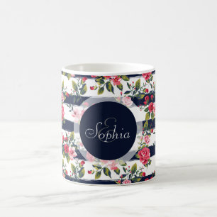 Mädchenhafte vintage Rosen florale Wasserfarbe Str Tasse