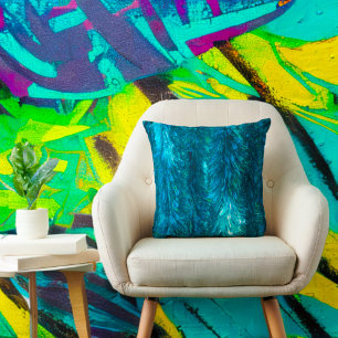 Mädchenhafter Glitter-Schimmer Teal Türkis Glamour Kissen