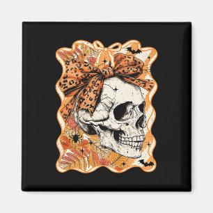 Mädchenhafter Halloween-Totenkopf Coquette Schleif Magnet