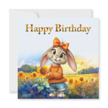 Mädchenhafter Hase Sonnenblumenfeld Alles Gute zum