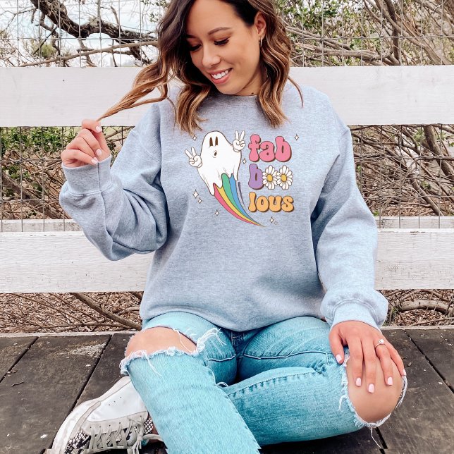 Mädchenhafter Regenbogen-Geist Fab-Boo-Lous Hallow Sweatshirt (Von Creator hochgeladen)