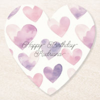 Mädchenhafter Rosa Lila Herzen Geburtstag
