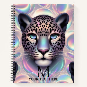 Mädchenhafter Trend Opal Leoparden Druck Monogramm Notizbuch