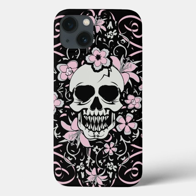 Mädchenhafter Vintage-Totenkopf Case-Mate iPhone Hülle (Rückseite)