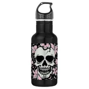 Mädchenhafter Vintage-Totenkopf Edelstahlflasche
