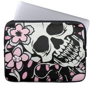 Mädchenhafter Vintage-Totenkopf Laptopschutzhülle