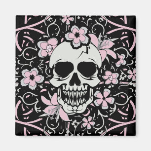 Mädchenhafter Vintage-Totenkopf Magnet