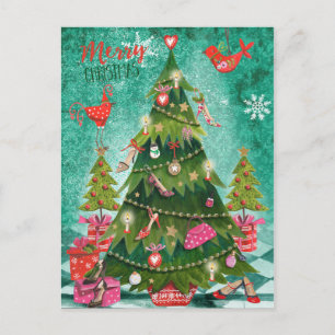Mädchenhafter Weihnachtsbaum   Feiertags-Postkarte Feiertagspostkarte