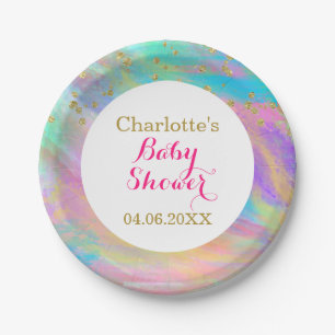 Mädchenhaftes Baby-Shower-Farbenfrohes Einhorn Gol Pappteller