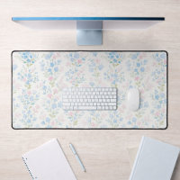 Mädchenhaftes blaues Blumen-Schreibtisch-Mat
