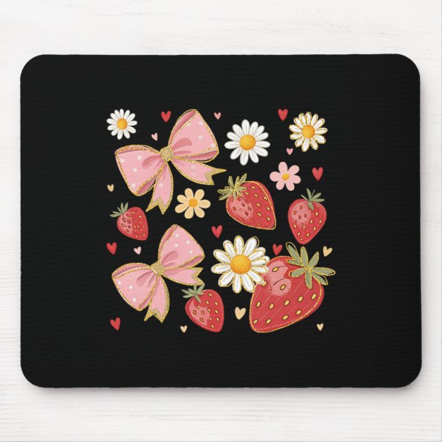 Mädchenhaftes Blumen-Strawberry-Sommerfrucht-Coque Mousepad (Vorne)