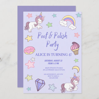 mädchenhaftes Einhorn- und Regenbogengeburtstag Einladung