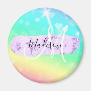 Mädchenhaftes, farbenfrohes Einhorn-Regenbogen-Her Magnet