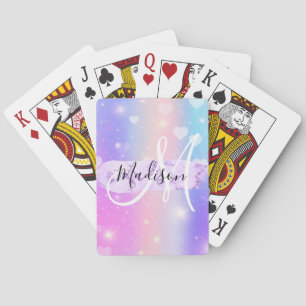 Mädchenhaftes, farbenfrohes Einhorn-Regenbogen-Her Spielkarten