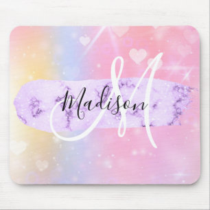 Mädchenhaftes Farbige Einhorn Regenbogen Herzen Mo Mousepad