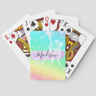 Mädchenhaftes Farbige Einhorn Regenbogen Herzen Mo Spielkarten