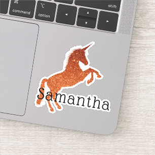 Mädchenhaftes Glitzer-Einhorn-Name Aufkleber