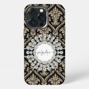 Mädchenhaftes Gold Glitter-Juwelen mit schwarzem D iPhone 13 Pro Hülle