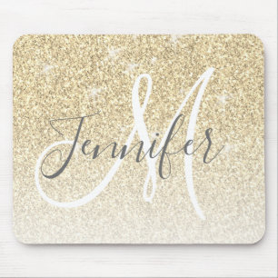 Mädchenhaftes goldenes Glitter Funkeln Monogramm N Mousepad