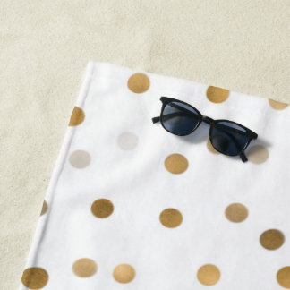 Mädchenhaftes Goldpunkte-Konfetti-Weiß-Design Strandtuch