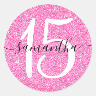 Mädchenhaftes heißes Rosa-falscher Glitter persona Runder Aufkleber