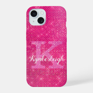 Mädchenhaftes heißes rosa Glamour Glitter Funkeln iPhone 15 Hülle