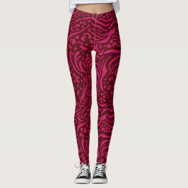 Mädchenhaftes heißrosa und bordeauxrotes Tigertier Leggings
