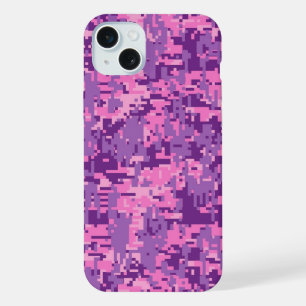 Mädchenhaftes Hellrosa Digital Camo iPhone 15 Plus Hülle