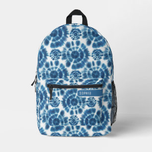 Mädchenhaftes Indigo-Blau-Weiß-Shibori-Muster Cool Bedruckter Rucksack
