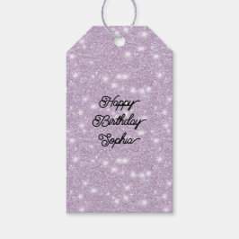 Mädchenhaftes Lavendel Glitter Funkeln Geburtstag Geschenkanhänger