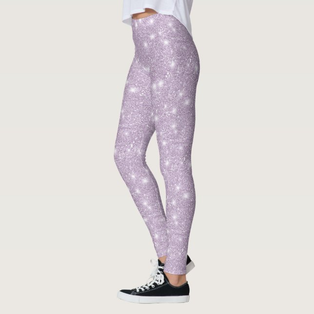 Mädchenhaftes Lavendel-Kunst-Glitter-Funkeln Leggings (Links)