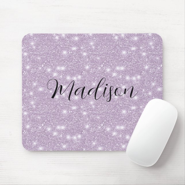 Mädchenhaftes Lavendel-Kunst-Glitter-Funkeln Mousepad (Mit Mouse)